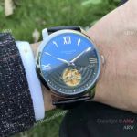 Copy Patek Philippe Calatrava Tourbillon Watch SS Black Face